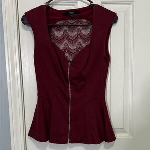 Guess Deep Red Sleeveless Blouse